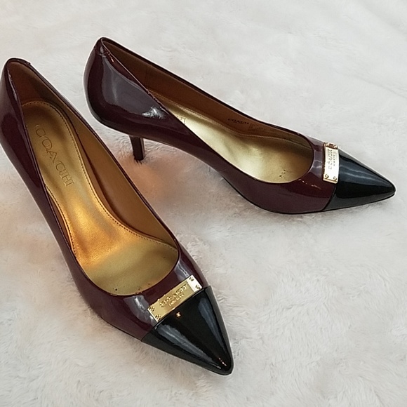 Coach Shoes - Coach Zan sz 8 patent leather burgundy/blk pumps